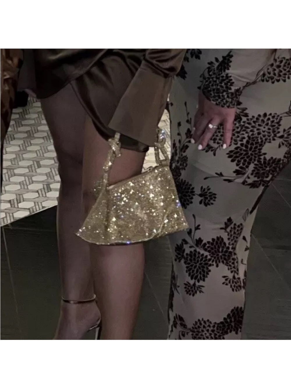 cult gaia Gold Crystal-Embellished Knotted Shoulder Hobo - Picture 4 of 7
